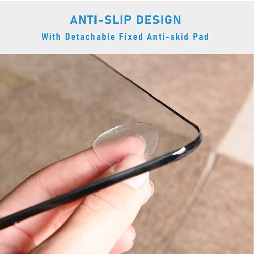GLSLAND Office Chair Mat for Carpet - 36" x 46" Tempered Glass Floor Mat - for Office Chair on Carpet - 1/6" Thick Clear Computer Floor Mat with 4 Anti-Slip Pads