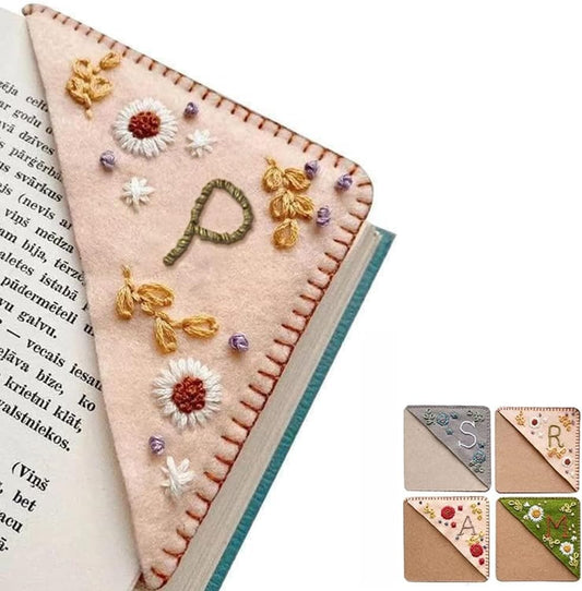 Skiennix Personalized Hand Embroidered Corner Bookmark - Cute Flower Design | Ideal Gift for Book Lovers