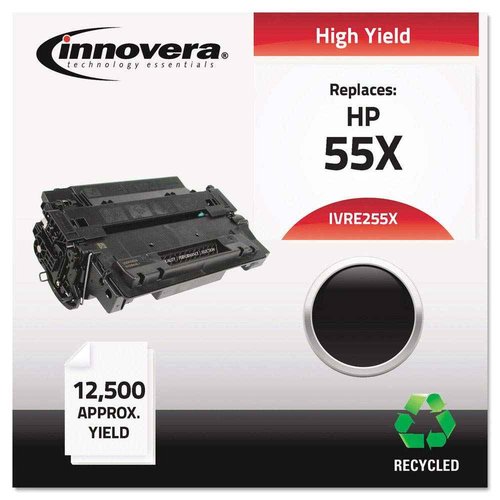 Innovera Remanufactured Black High-Yield Toner, Replacement for 55X (CE255X), 12,500 Page-Yield