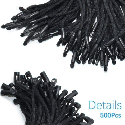 Renashed 7.7" 500 Pcs Cotton Hang Tag String Fasteners for Gifts Luggage Label Attachment Clothing (Black)