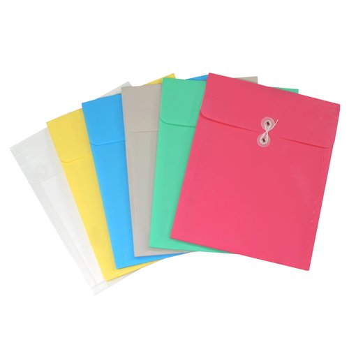 C-Line Reusable Poly Envelope with String Closure, 1-Inch Gusset, Top Load, Letter Size, Pack of 24 Envelopes, Assorted Colors (58020-24)
