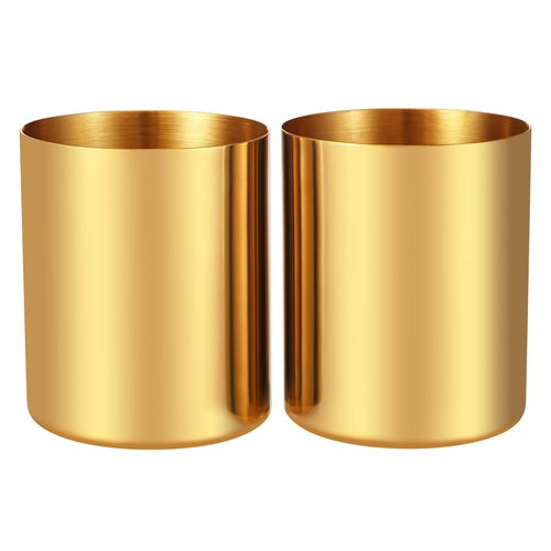 2 Packs Gold Pen Holder for Desk, SUS304 Stainless Steel Pen Organizer for Desk, Pencil Holder,Pencil Cup,Pen Cup,Desktop Stationery Organizer