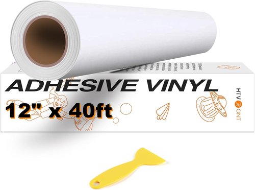 HTVRONT White Permanent Vinyl - 12" x 40 FT Adhesive Roll for Cutting Machines, Crafting & Signs