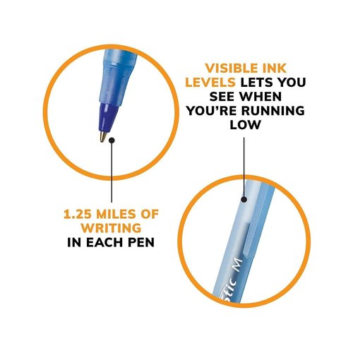 BIC Round Stic Xtra Life Blue Ballpoint Pens, Medium Point (1.0mm), 500-Count Pack of Bulk Pens, Flexible Round Barrel for Writing Comfort, No. 1 Selling Ballpoint Pens