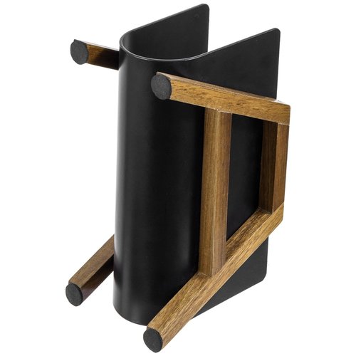 MyGift Modern Desktop Mail Holder, Urban Solid Acacia Wood and Matte Black Metal Tabletop Letter Sorter