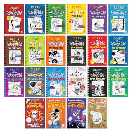 A Library of a Wimpy Kid 1-22 Boxed Set for Kids,22 Books Complete Collection Series, Paperback Edition for Children