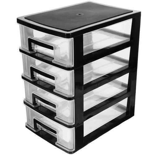 STOBOK Storage Containers, 4 Layers Plastic Storage Containers with Drawers Multifunctional Desktop Storage Box for Home, Office, Sundries Holder Plastic Storage Bins