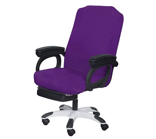 SARAFLORA Purple Office Chair Cover- Large, Removable, Durable, Stretch Fit, Zipper & Elastic, Water Resistant, for Universal Rotating Chair Desk Chair Cover High Back Chair Seat