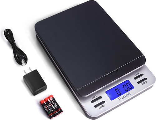 Fuzion Digital Postal Scale - Accurate 86 lb Capacity with Hold & Tare Function | LCD Display, Battery & AC Adapter