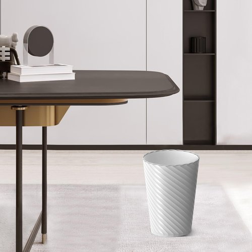 Bathroom Trash Can, 8 Pack 1.8 Gallons Small Trash Can with Trash Bags, Bathroom Garbage Can, Plastic Trash Bin, Round Waste Basket for Bedroom, Office, Kitchen, Room, Compact Space (White)