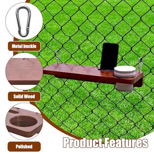 Portable Hanging Foot Rest for Baseball Fences, The Sideline Shelf, Ergonomic Wood Foot Tray with Phone Stand, Cup Holder, and Hat Holder for Baseball and Softball Games, Outdoor Games and Events