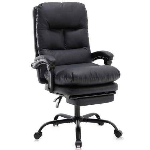 HARANUO Office Chair with Footrest, Ergonomic Office Gaming Chair with Wide Seat, High Back Executive Office Chair Big and Tall 500lbs Capacity (Black, Large)