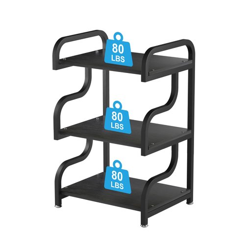 URLINE Printer Stand, 3-Tier Large Printer Stand, Durable Materials and Ample Storage Space,Printer Table for Home Office Organization,Black