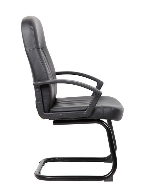 Boss Office Products Executive Leather Budged Guest Chair in Black