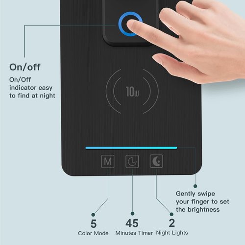 LAOPAO LED Desk Lamp - Wireless Charger & 5 Color Modes | Dimmable Brightness for Home Office & Bedroom