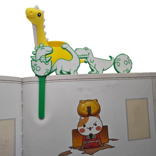 TIME&TRAVE Cute Dinosaur with Egg Pen Holder, Creative Dino Pencil Holder with Four Lovely Bookmark Desk Organizers, Office Supplies Decorations Idea Gift for Women Kids