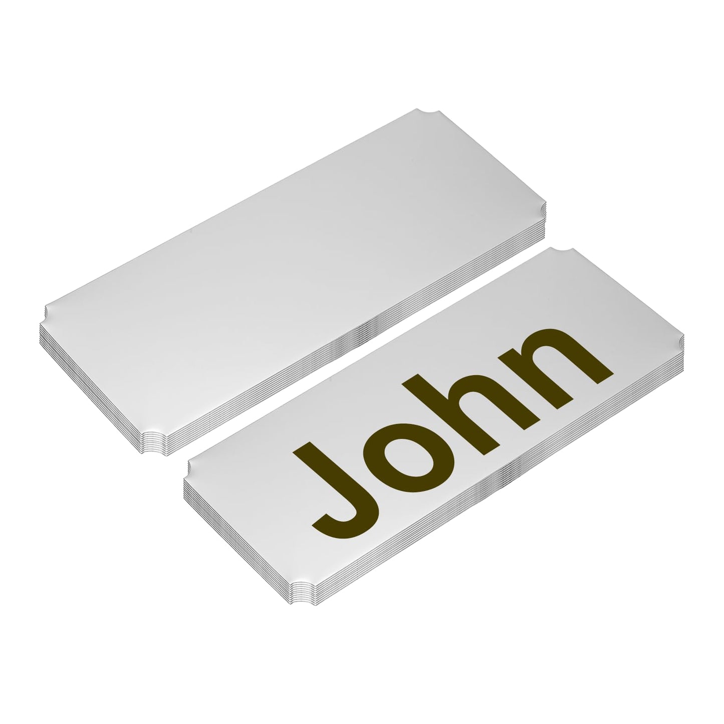 PATIKIL 6"x2.5" Stainless Steel Laser Engraved Mount Metal Name Plate, 20 Pack Self Adhesive Sign Personalized Custom Blank Plate for DIY Laser Printing, Notched Corner Silver