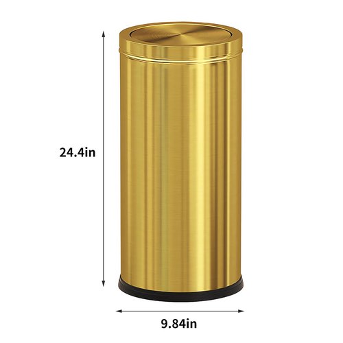 Huaqinglian Brushed Gold Kitchen Trash Can with Swing Lid 7.8Gallon,Stainess Steel Commercial Garbage Can Wastebaskets for Shopping mall,Hotel Lobby,Airport, Elevator Entrance Using(Gold, 7.8 Gallon)
