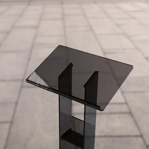 CRYSFLOA Large Acrylic Podium Black Podium Stand with Storage Shelf Wedding Christmas Birthday Classroom Professional Presentation Podium Reading Surface Platform for Office 23.6" L x 15.7" W x 46" H