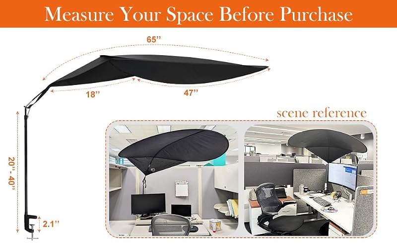 Comastbo 65-Inch Office Cubicle Desk Shade Fire Retardant Light Blocker Black