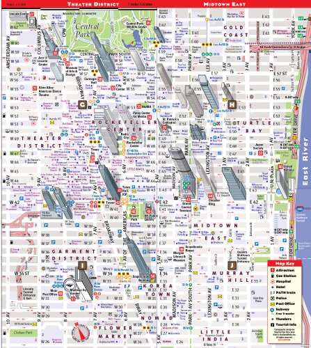 NYC Midtown Map | Laminated Pocket City Map of Manhattan with Attractions & Hotels