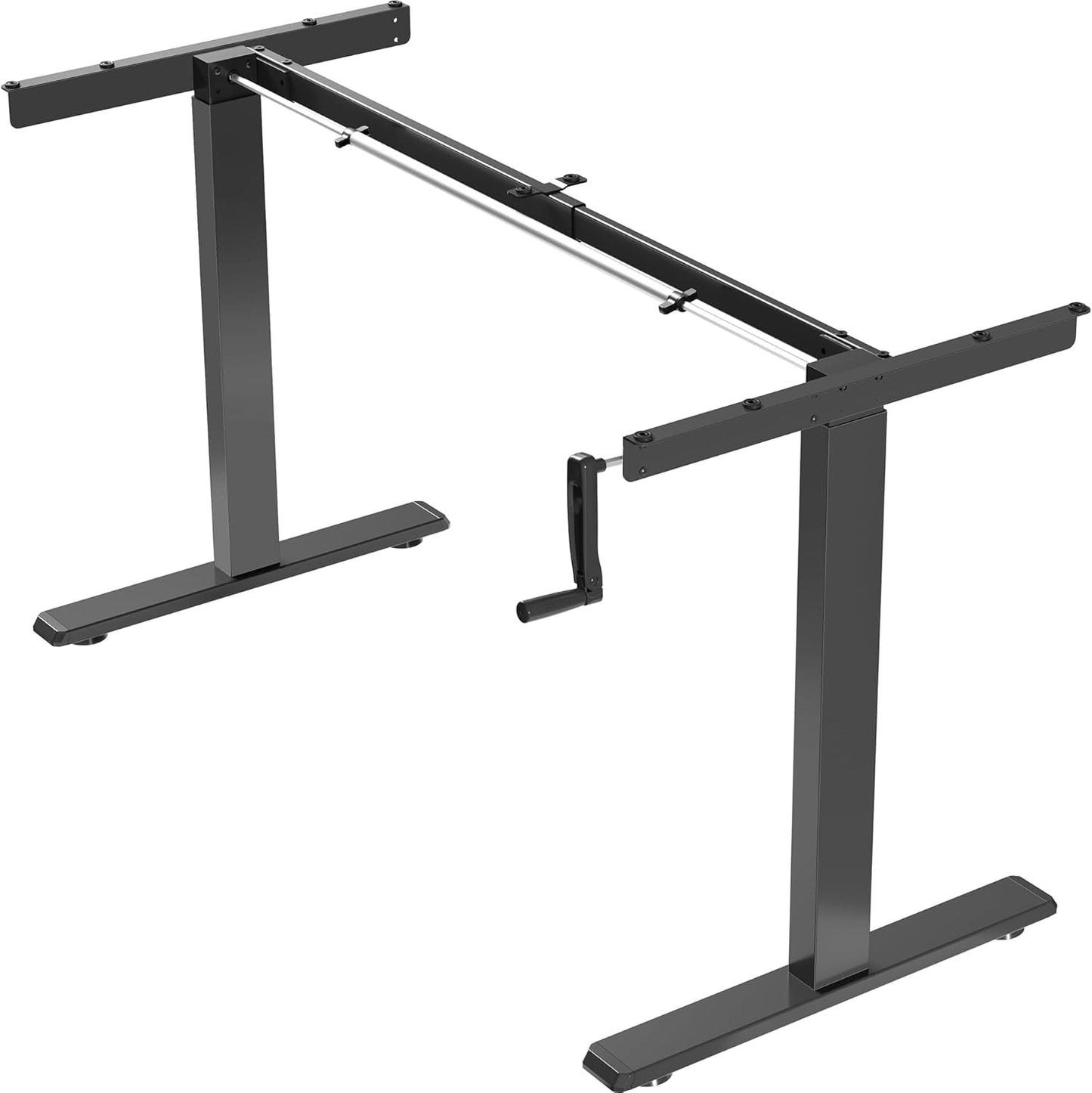 VIVO Manual Height Adjustable Stand Up Desk Frame - Ergonomic 2-Leg Workstation with Hand Crank | Black