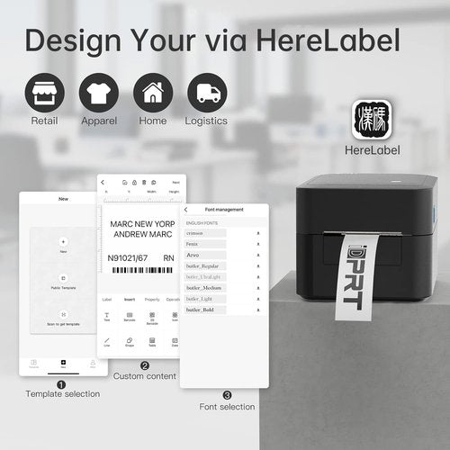 iDPRT Bluetooth Label Printer SP320 - Ultra Fast Thermal Label Printer with APP, Wireless Label Maker for 1"-3.15" Width Barcode, Address, Mailing, Filling Support Windows, Mac, iOS& Android (Renewed)