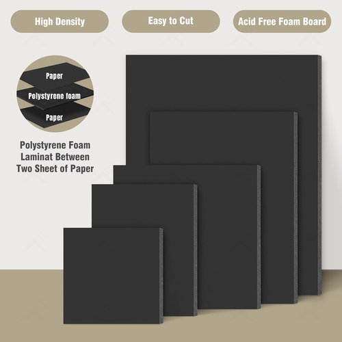 Golden State Art | Acid-Free Black Foam Boards - 5 Pack, 8x10, 3/16'' Thick for Crafts & Presentations
