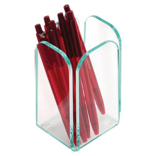 Lorell Transparent Pencil Cup, Clear/Green