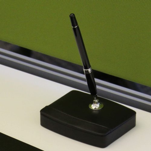 Dacasso Black Leather Single Silver Trim Pen Stand
