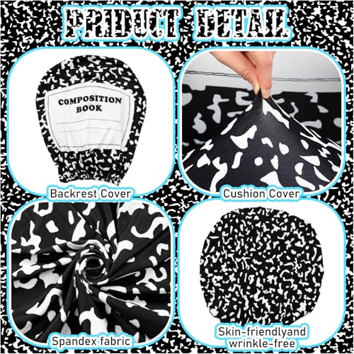 Chumia Composition Notebook Chair Slipcover - fits standard desks 15.35–19.69 in back, 14.96–17.72 in seat (variation: Composition)