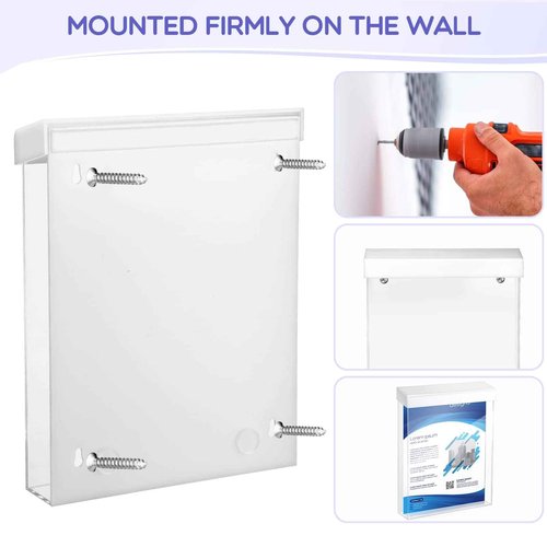 Remerry 4 Pcs Outdoor Brochure Holder 8.5 x 11 Inch Waterproof Acrylic Wall Mount Literature Box Dispenser with Lid, Clear Real Estate Brochure Box Holder for Document Pamphlet Display (White)