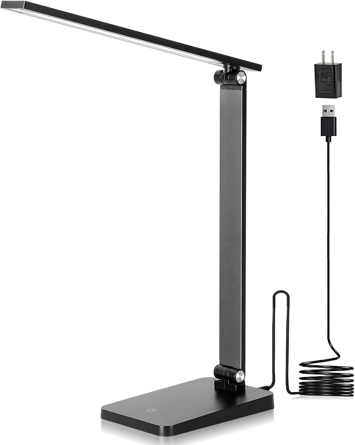 Skiennix LED Desk Lamp - Dimmable 3-Level Lighting with USB Charging Port | Compact Black Study Light