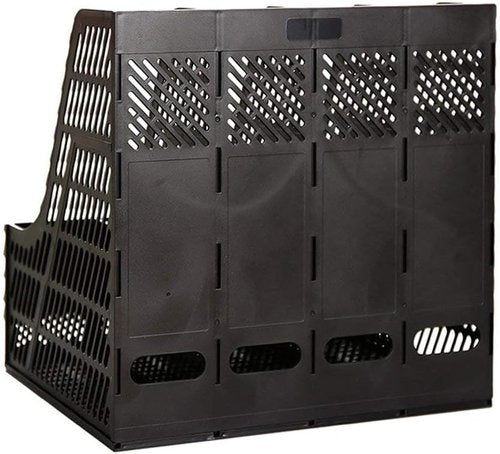 SAYEEC Desktop Magazine Holder - 4-Compartment Vertical File Organizer for Home & Office - Black
