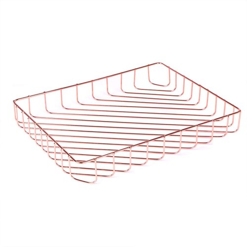 Fvstar Rose Gold File Organizer for Desk Letter Size Desk Paper Organizer Trays Large Capacity Metal File Organizer Paper Tray Wire Basket Bins for Office Desktop,12.5" x 9.4" x 1.9"