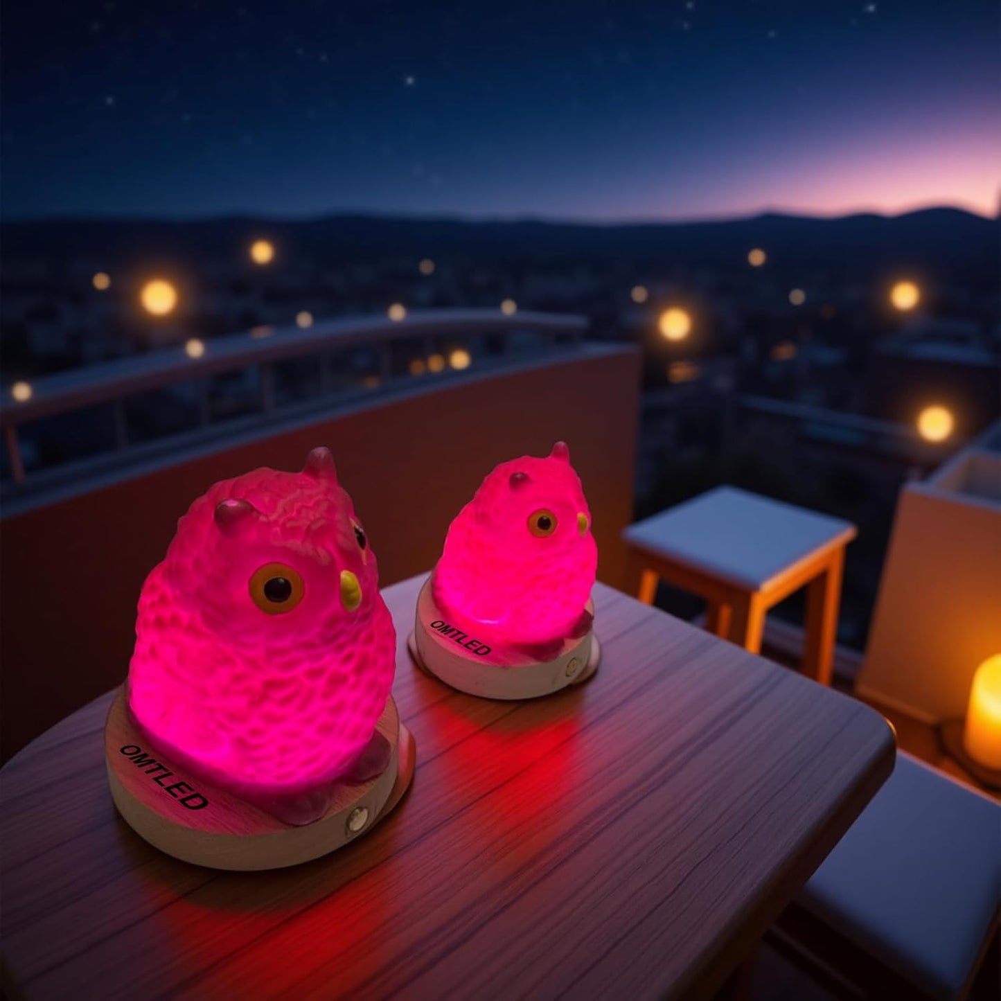 Skiennix Owl Table Lamp - Dimmable LED Night Light with Remote Control | Portable Touch Control (Large)