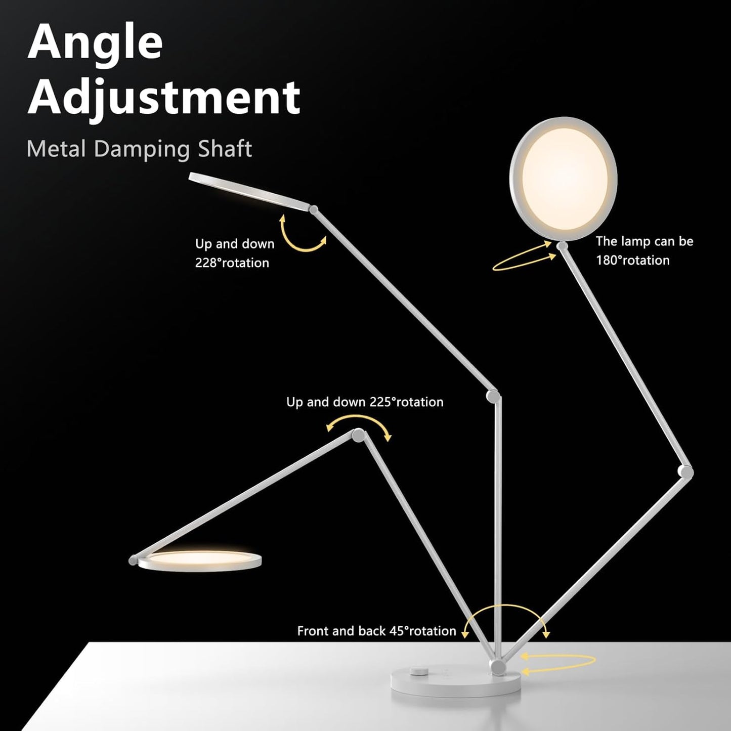Skiennix Desk Lamp - Metal Swing Arm LED Light with 3 Dimming Modes | 14W 1200LM for Home Office & Streaming