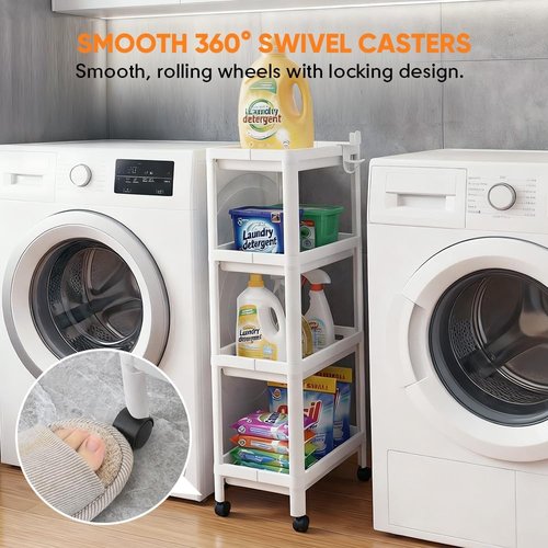 Moryimi Laundry Cart - Expandable Slim Storage Solution with Wheels | 4-Tier Organization for Laundry Room