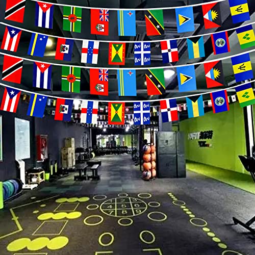 20 Caribbean Flag Banners for Outdoor & Indoor Celebration, 60 Feet