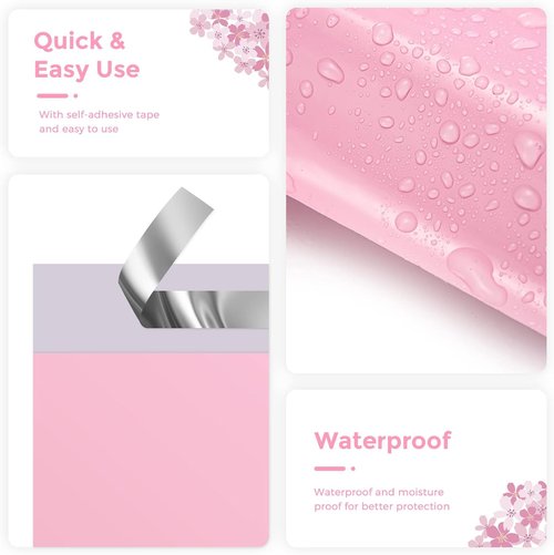 Metronic Poly Mailers - Strong Adhesive Shipping Envelopes | 10x13 & 14.5x19 Sizes, Pink, 100 Pcs