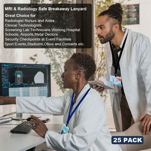 BETOOM 100 Pack Bulk Polyester Breakaway Lanyards with Plastic No Twist Clip & Safety Breakaway Clasp-Great for Radiology-School Hospital-MRI Safe-Neck Strap I.D. Badge Holders 36”(Black)