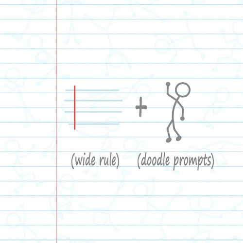DoodleWrite Wide Ruled Wirebound Spiral Notebook, Includes Doodle Prompts to Keep Focus, Spark Creativity/Imagination, Relieve Stress, 10.5" x 8", 50 Sheets/100 Pages, White (11101cs) (Pack of 24)