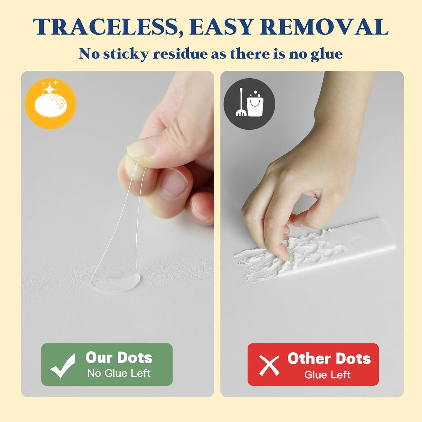 Vimiroo Clear Sticky Dots - Heavy Duty Removable Adhesive Strips for Walls | 168 Double-Sided Tape Dots
