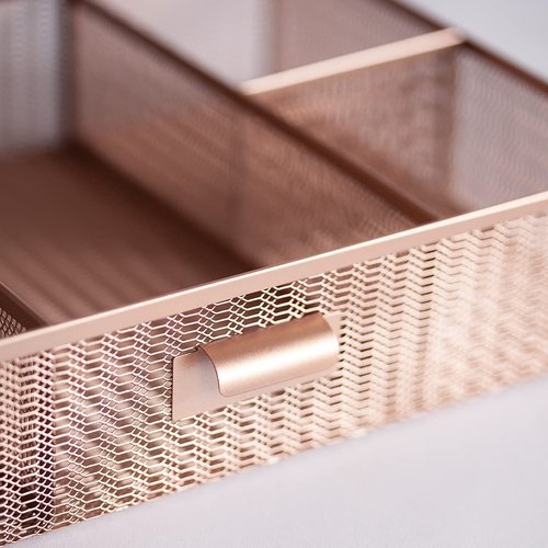 BLU MONACO Large Rose Gold Desk Organizer with 12 Compartments & Drawer – Office Supplies & File Holder, Desk Storage & Workspace Organizer