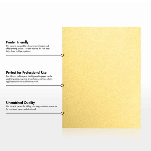 LUXPaper 8.5" x 11" Paper | Letter Size | Gold Metallic | 80lb. Text | 250 Qty