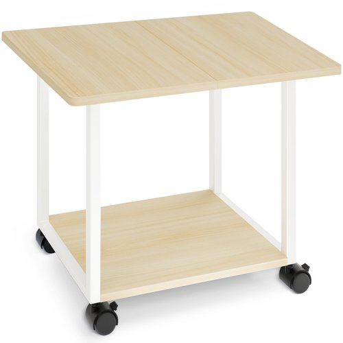 MARTY 22"x15.75" Large Under Desk Printer Stand with Storage Shelf 2-Tier Rolling Printer Cart with Wheels Printer Table for Home Office Heavy Duty Storage Rack for Scanner Fax Machine, Maple