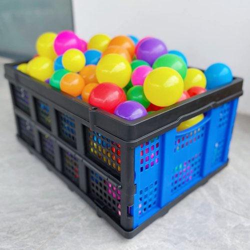 Foldable Plastic Storage Crate – Stackable & Collapsible Basket, 1.73 Cu Ft for Home, Office & Garage