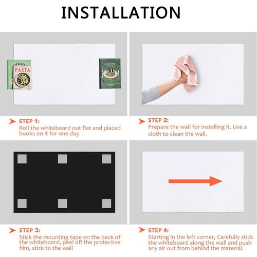 ZHIDIAN Magnetic Whiteboard Contact Paper for Wall 36 x 24 inches, Magnetic Dry Erase White Board Sticker with Non-Adhesive Backing for Office Home School