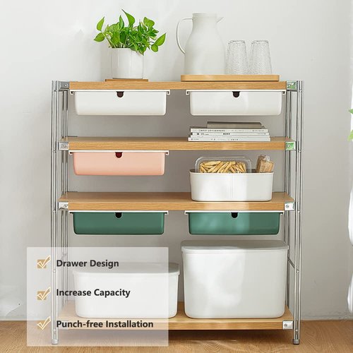 PitorKiter Under Desk Drawer, Large Hidden Self-Adhesive Under Desk Organiser for Storage of Cutlery, Office Supplies, Stationery and Cosmetics (Dark Green)