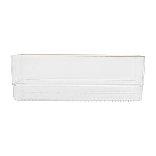 Martha Stewart Kerry Plastic Stackable Office Desk Drawer Organizers, 6" x 3", 6 Pack, with Gold Trim